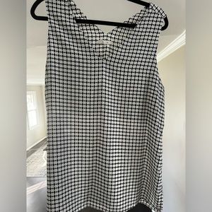 Womens Pleione White & Black V-Neck Sleeveless Blouse Size L
